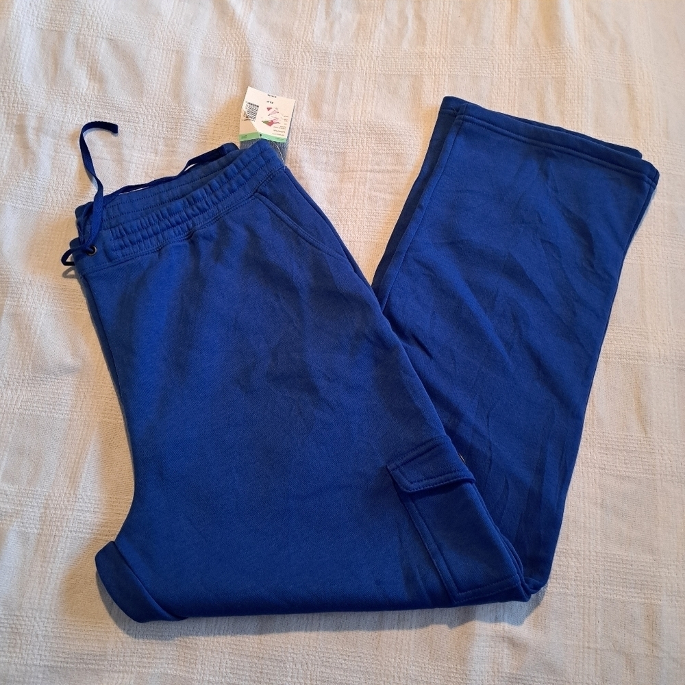 Laura Scott women's size XL Petite Royal Blue fleece jogging pants, New